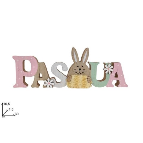 DECORAZIONE SCRITTA  PASQUA  IN LEGNO